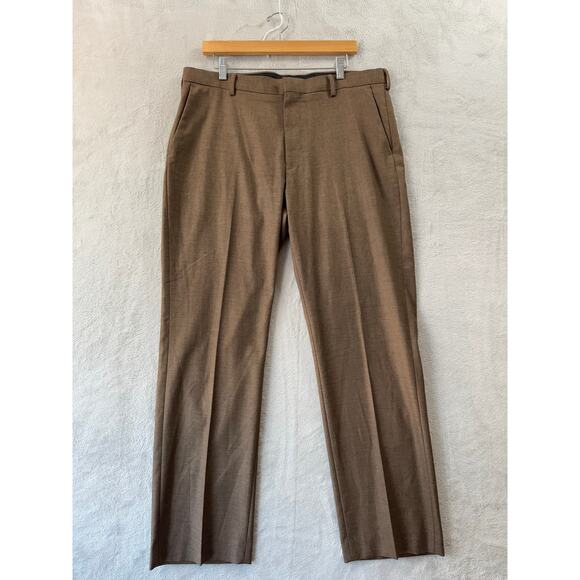 Murano Zac Fit Mens 36x32 Tan Brown Dress Pants Trousers Ultimate Modern Comfort